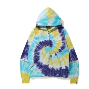 100% Authentic Bape Kids A Bathing Ape Tie Dye Wide Full Zip Hoodie Size 160
